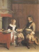 Gerard Ter Borch The Military Admirer (mk05) oil painting on canvas